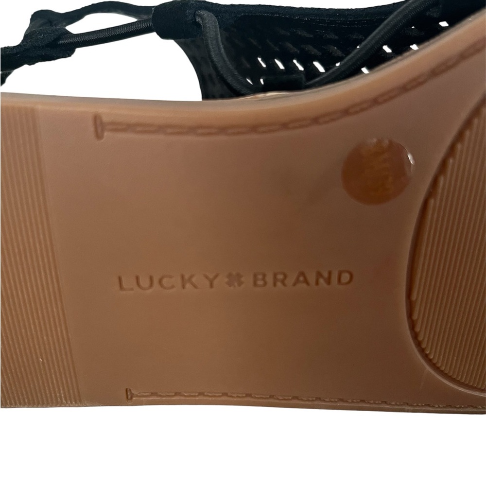 NWOT Lucky Brand Baldin Black Suede Laser-Cut Gladiator Sandals - Picture 10 of 11